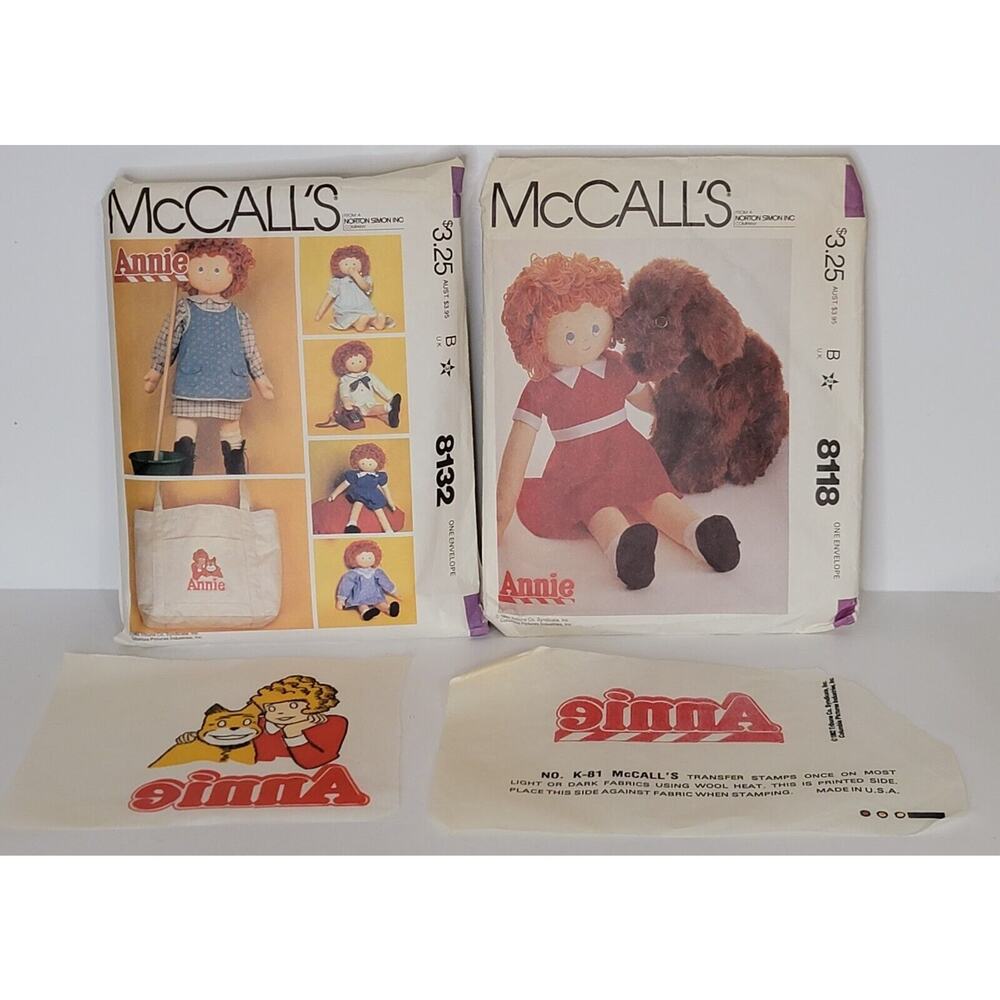 Vintage McCall’s 1982 LITTLE ORPHAN ANNIE Doll Patterns Set of 2 GUC